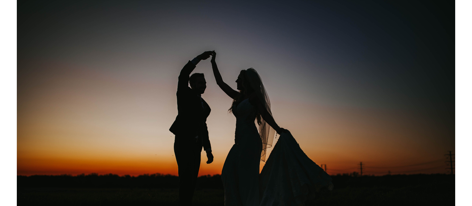 bride in a field 