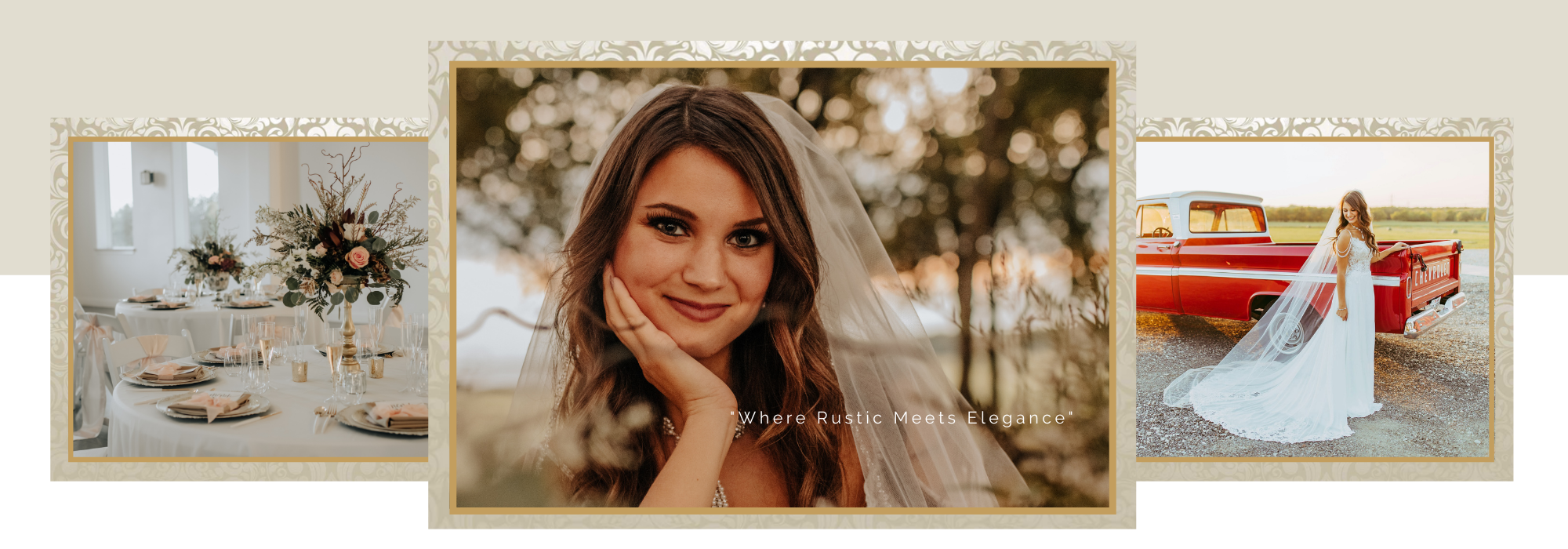 beautiful, smiling bride and bridal reception table display 